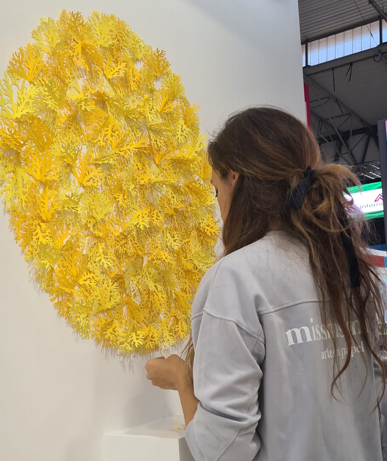 instalación de papel para stand