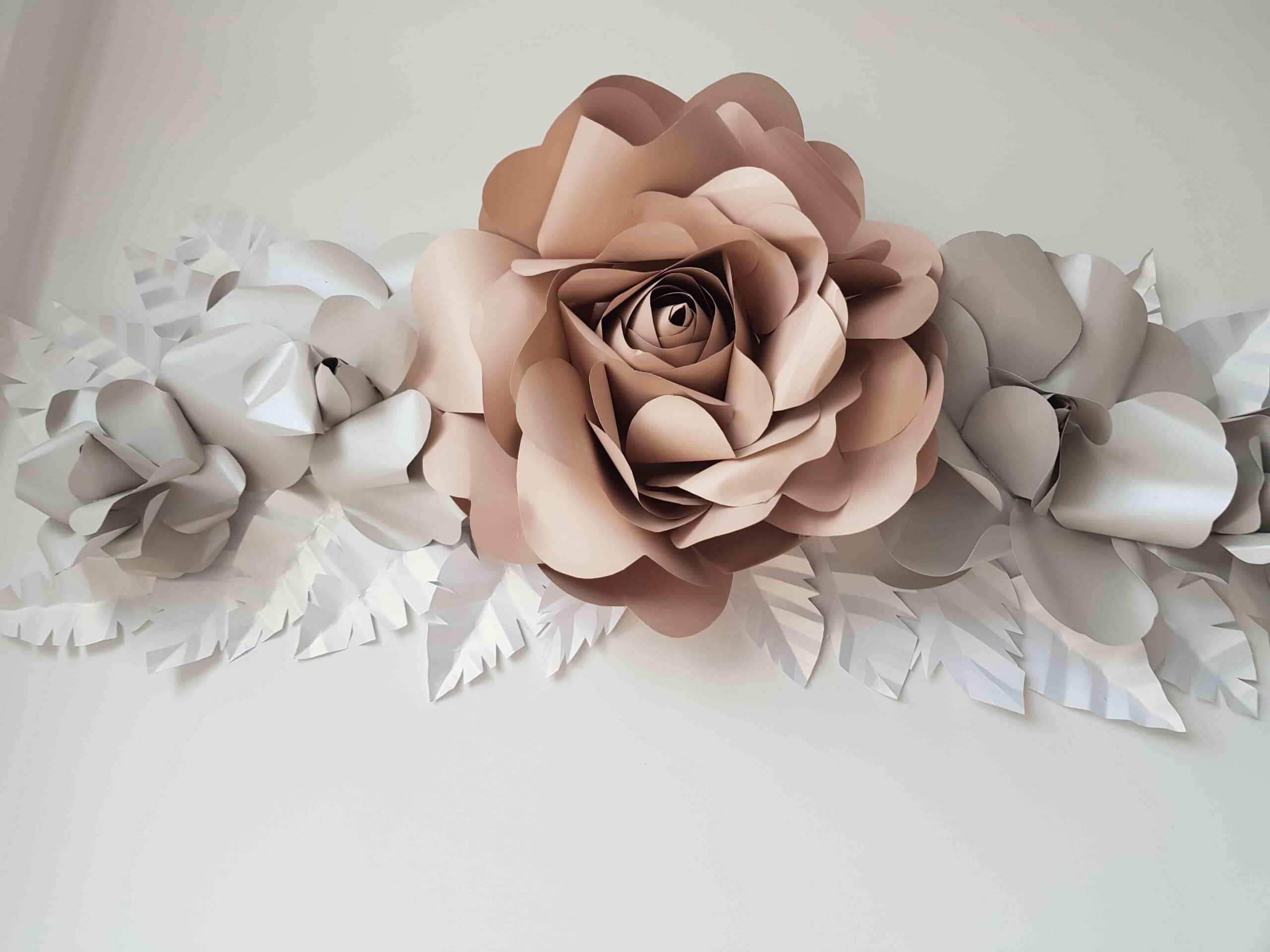 Pearlescent Paper Rose Mural